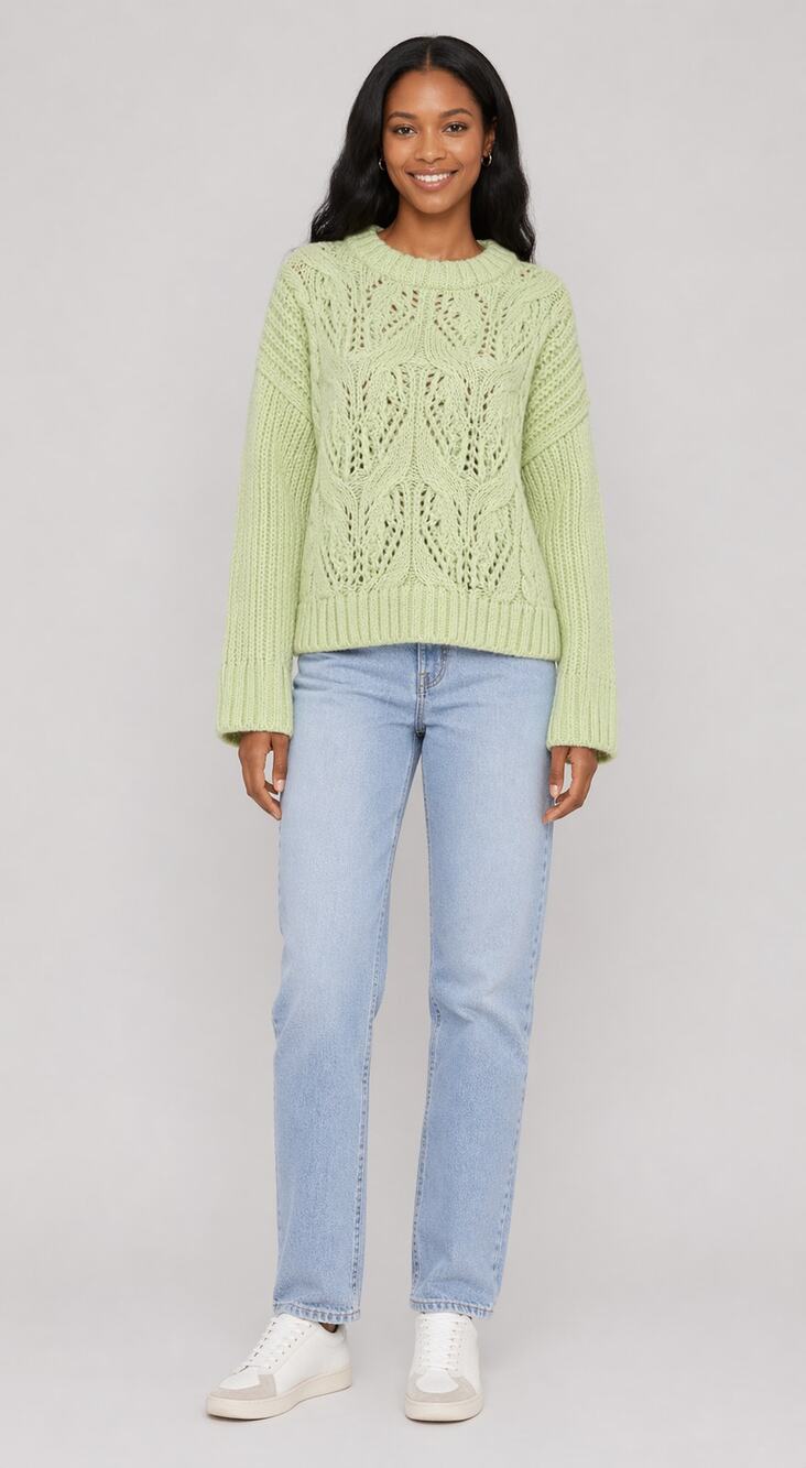 Vero Moda Womens Chunky Knit Sweater Jumper Pullover Size Small Green NWT